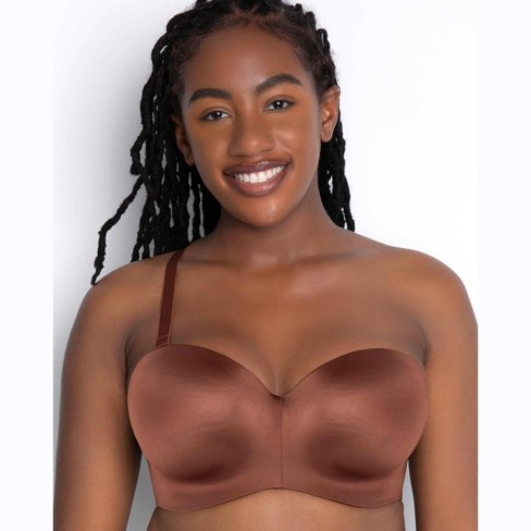 Curvy Couture Women's Smooth Strapless Multi-way Bra Cocoa 40c : Target