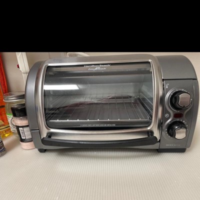 new HAMILTON BEACH Easy Reach TOASTER OVEN w/Roll-Top Door 4-Slice Silver  31334D