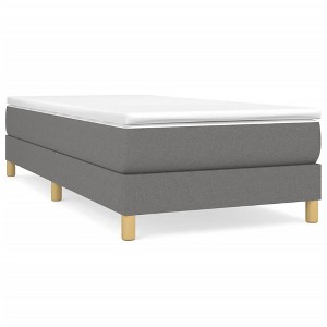 vidaXL Bed Frame Dark Gray Polyester, Plywood, Engineered Wood Twin - 1 of 4