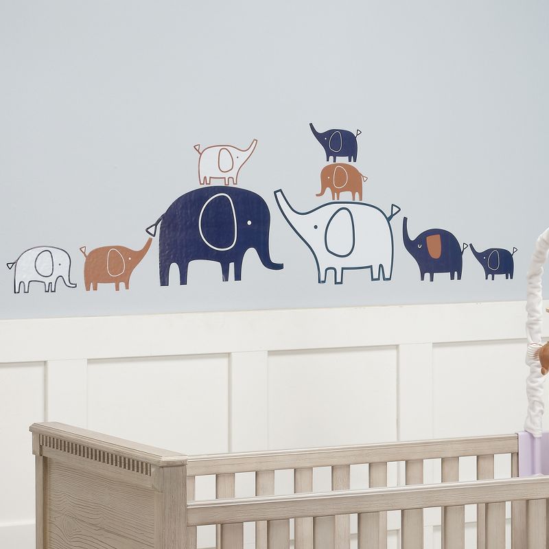 Lambs & Ivy Playful Elephant Blue/White/Caramel Nursery Wall Decals/Stickers, 3 of 5