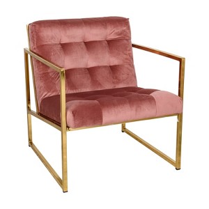 LeisureMod Lexington Modern Velvet Accent Chair with Gold Base for Living Room, Bedroom, or Lounge - 1 of 4