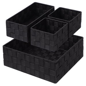 Itopfox Woven Storage Baskets for Organizing, Small Black Cube Bin Container Tote Organizer Divider for Drawer, Closet, Shelf, Dresser, Set of 4 - 1 of 4