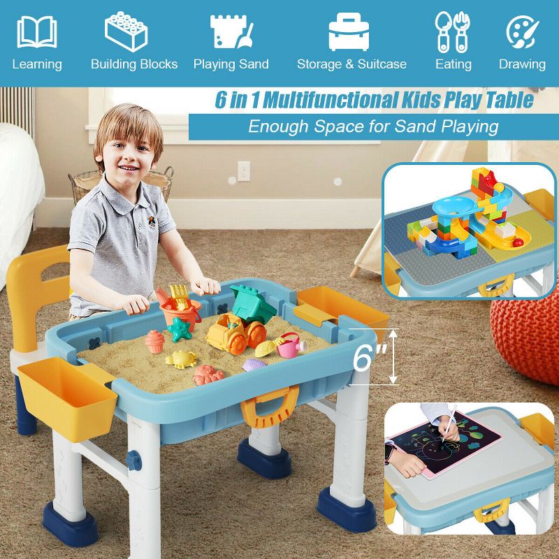Costway 6 in 1 Kids Activity Table Set w/ Chair Toddler Luggage Building Block Table, 2 of 11