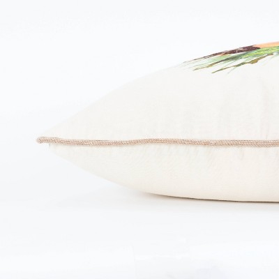 20" x 20" Multicolor Cotton Embroidered Fruit Pillow Cover
