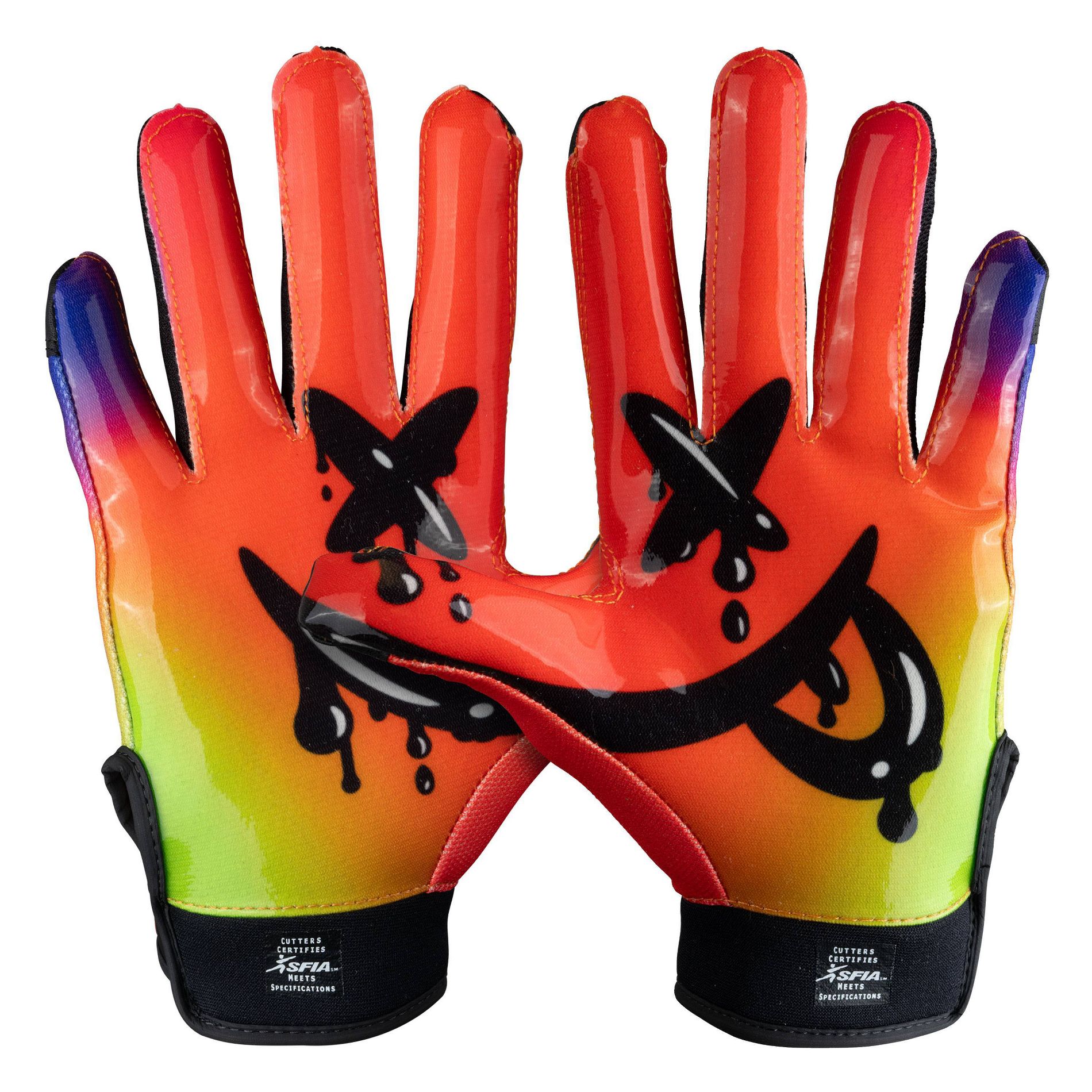 Cutters Game Day Receiver Gloves Youth - Drip Face S/M: Football Gear, Nylon Material