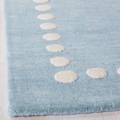 Hand-Tufted Blue and Ivory Wool Kids Square Rug