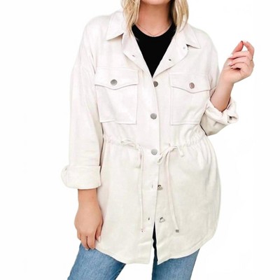 Women's Faux Suede Shirt Jacket - Cotton Bleu