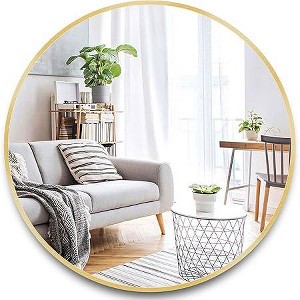 Round Gold Mirror for Bathroom Circle Mirrors for Wall Decorative Brushed Metal Frame Mirror with Wall Mounted for Living Room Bedroom Gold - 1 of 4
