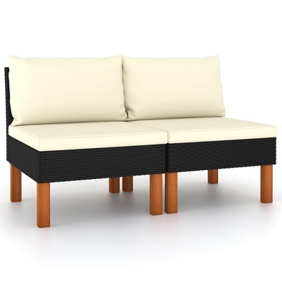 vidaXL Middle Sofa Black, Cream White