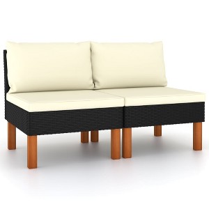 vidaXL Middle Sofa Black, Cream White - 1 of 4