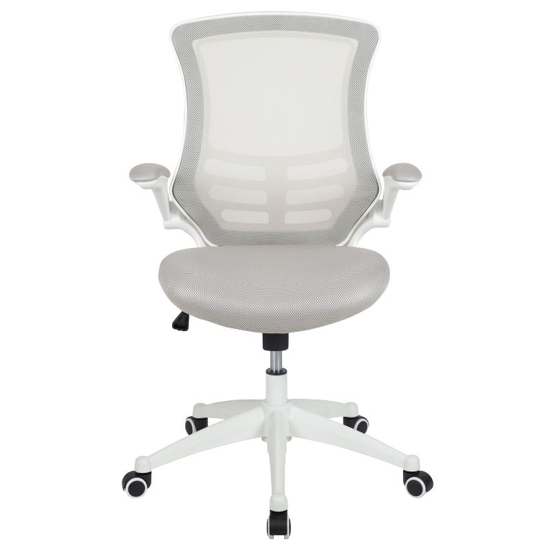 Flash Furniture Mid-Back Light Gray Mesh Swivel Ergonomic Task Office Chair with White Frame and Flip-Up Arms, 4 of 15