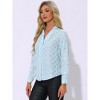 INSPIRE CHIC Women's Metallic Vintage Long Sleeve Gilding Shiny Dots Stars Top - 2 of 4