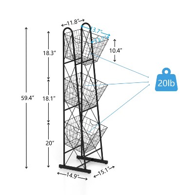 LauKingdom 3-Tier Kitchen Storage Basket Organizer, Freestanding Metal Wire Rack for Fruit, Vegetables, and Pantry Items — фото 5