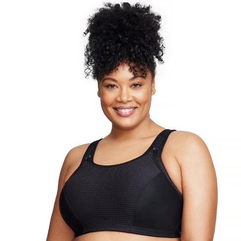 Glamorise Womens Custom Control Sports Wirefree Bra 1166 Solid Black ...
