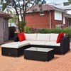 Outsunny 5-Piece Outdoor Sectional Furniture, Patio Sofa Set, PE Wicker Couch, Cushions, Pillows, Ottoman, Coffee Table - 3 of 4