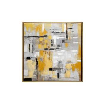 Contemporary Canvas Polystone Abstract Framed Wall Art with Gold Frame Gold - Olivia & May
