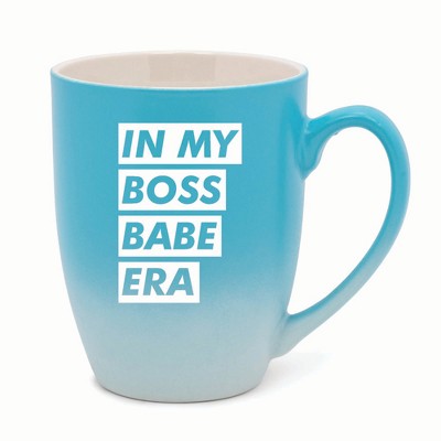 Elanze Designs In My Boss Babe Era Two Toned Ombre Matte 10 ounce New Bone China Coffee Tea Cup Mug For Your Favorite Morning Brew, Teal and White