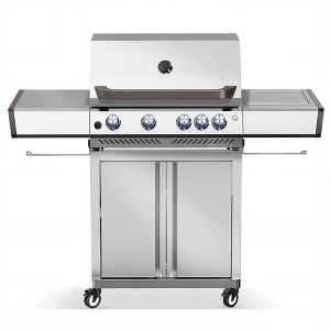 R.W. FLAME 5-Burner Propane Gas Grill with Side Burner, 42,000 BTU, Thick 304 Stainless Steel, 110 lb, Ideal for Daily Cooking & Parties - 1 of 4