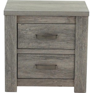 ORRD Rustic Light Grey Nightstand - 2 Drawers, Solid Wood Construction, Bedroom Furniture - 1 of 4