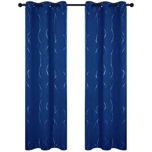 Deconovo Wave Line with Dots Blackout Curtains, 42-Inch Wide, 2 Panels - 1 of 4