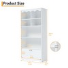 63" Tall Bookshelf with Doors, Modern Scalloped Design 5-Tier Storage Cabinet for Home Office & Living Room, Deep Storage Shelves for Heavy Books - 2 of 4
