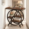 Gulches 3-Tier Industrial End Table with Storage Shelves, Rustic Brown Wood and Metal Frame, Nesting Design - 4 of 4