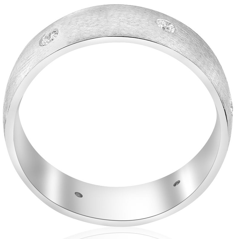 Pompeii3 10k White Gold Diamond Brushed Wedding Ring, 2 of 4