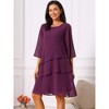 INSPIRE CHIC Women's Round Neck Semi Sheer 3/4 Bell Sleeve Asymmetrical Layered Tiered Midi Dress - 3 of 4