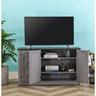 48" Gray Rustic Wood TV Stand with Cabinet