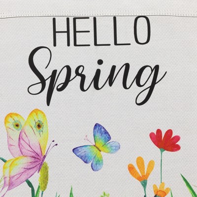 White Polyester Spring Garden Flag with Butterflies and Flowers