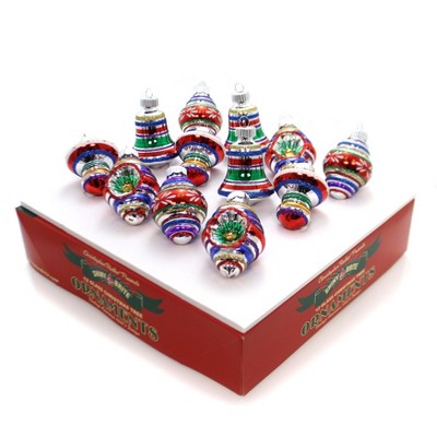 Christopher Radko Mixed Shapes Set / 12 Shiny Brite Traditional Bright  -  Tree Ornaments