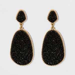 SUGARFIX by BaubleBar Dramatic Druzy Drop Earrings - Black, Women
