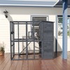 PawHut Large Wooden Outdoor Cat House Kitten Enclosure with Large Run, Asphalt Roof, Catio for Lounging, and Condo Area for Sleeping - 77"L, Grey - 2 of 4