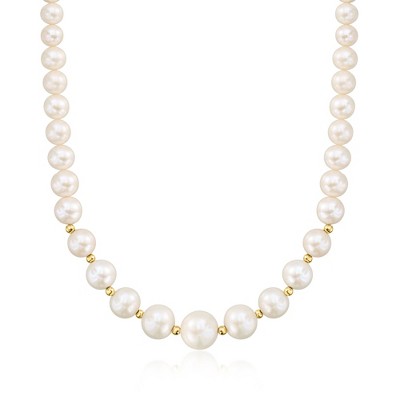 Ross-Simons 6-12.5mm Graduated Cultured Pearl Necklace in 14kt Yellow Gold
