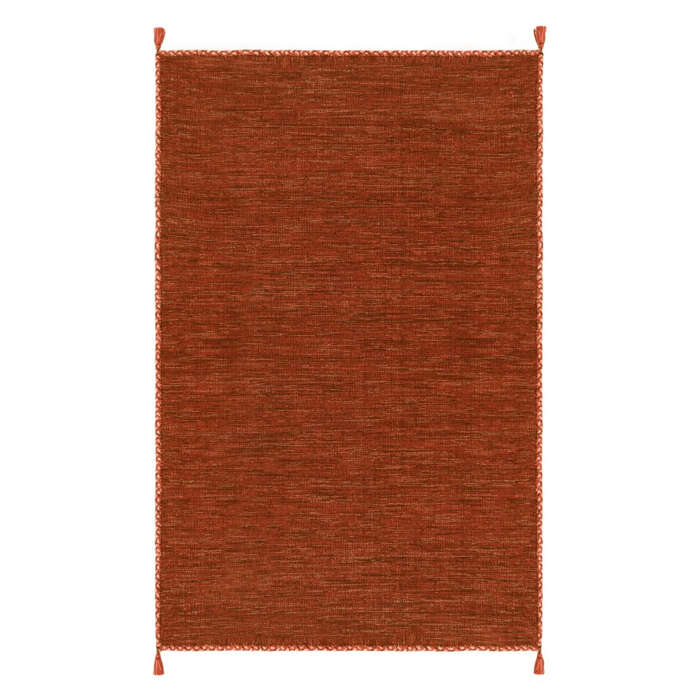 5'x8' Solid Woven Area Rug Orange/Black - Safavieh