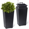 22" Tall Planters Set of 2 – Black Indoor Planter Pots with Drainage Holes, Self-Watering System, Water Level Monitor, Inner Bucket & Wheels - 2 of 4