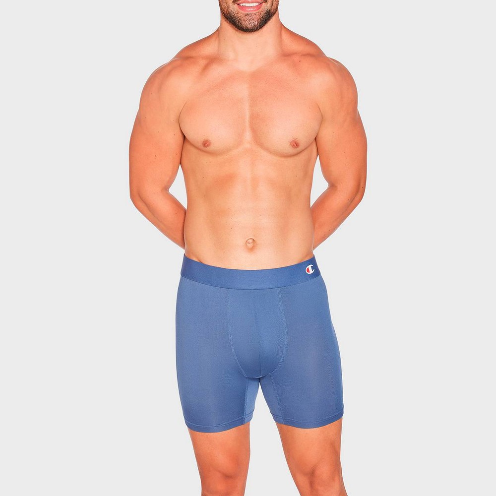 Champion Men's Authentic Originals 3pk Wicking Boxer Briefs - Blue L