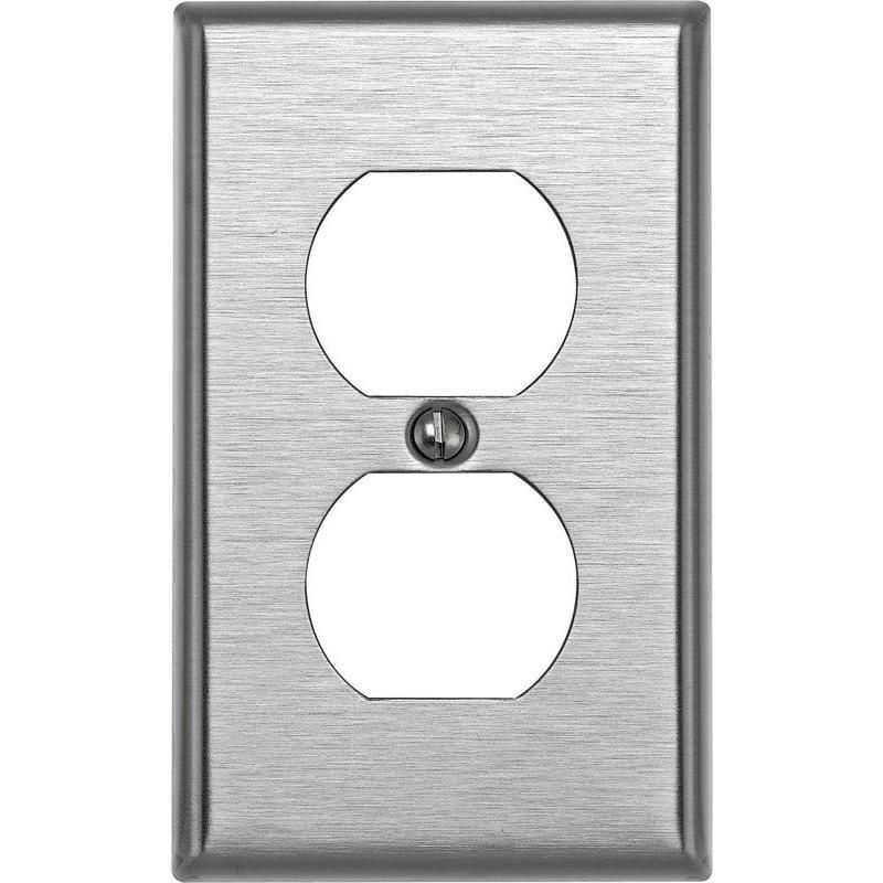 Leviton Silver 1 gang Stainless Steel Duplex Outlet Wall Plate 1 pk, 1 of 3