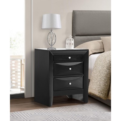 NicBex Elegant Nightstand With 3 Drawers Wooden Bedside Table End Table for Bedroom, Living Room