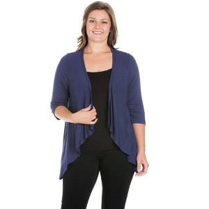 Plus Elbow Length Sleeve Open Cardigan - 24seven Comfort Apparel™ - 1 of 4