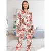 ADR Women's Satin Pajamas Set, Button Down Long Sleeve Top and Pants with Pockets, Silk like PJs with Matching Sleep Mask - 3 of 4