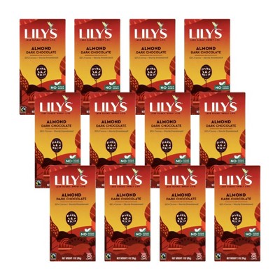 Lily's Sweets Almond Dark Chocolate Bar 55% Cocoa - Case Of 12/3 Oz ...