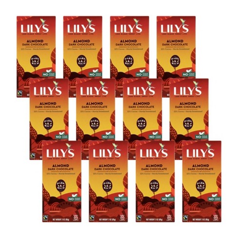 Lily's Sweets Almond Dark Chocolate Bar 55% Cocoa - Case Of 12 3 Oz 