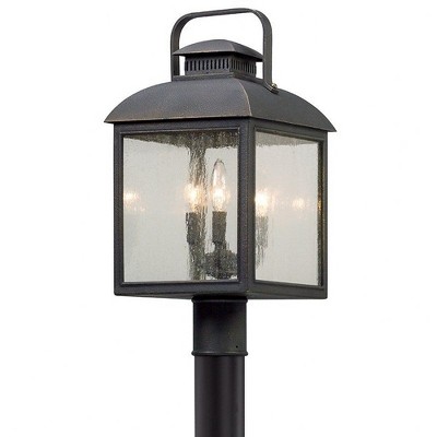Troy Lighting Chamberlain 3 - Light Post Light in  Vintage Bronze Clear Seeded Shade