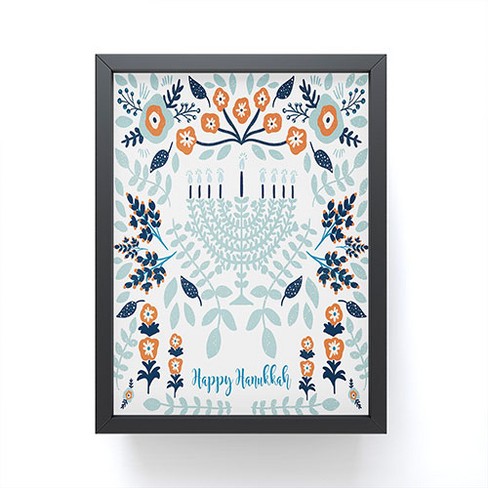 Marni Floral Hanukkah Menorah Framed Mini Art Print - Society6 - image 1 of 3