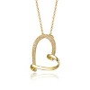 Guili 14K Yellow Gold Plated Necklace with Cubic Zirconia Open Ribbon Heart Pendant, adding romantic charm and elegance to your look. - 2 of 2