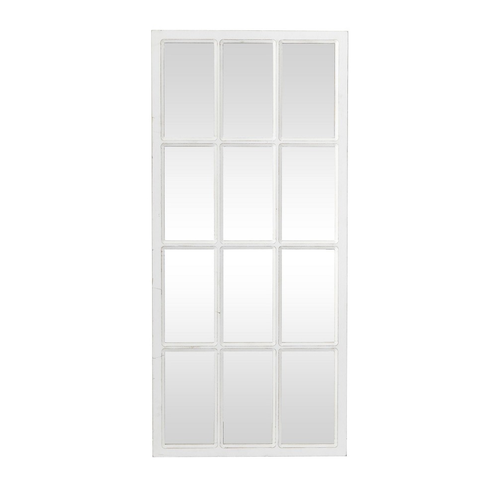 Wood Window Pane Inspired Wall Mirror White - Olivia & May: Farmhouse Entryway Decor, 48x22" Rectangle