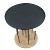 The Urban Port 20" Side End Table Round Matte Black Tray Top Modern Rod Supports with Brass Base Black/Brass - 3 of 4