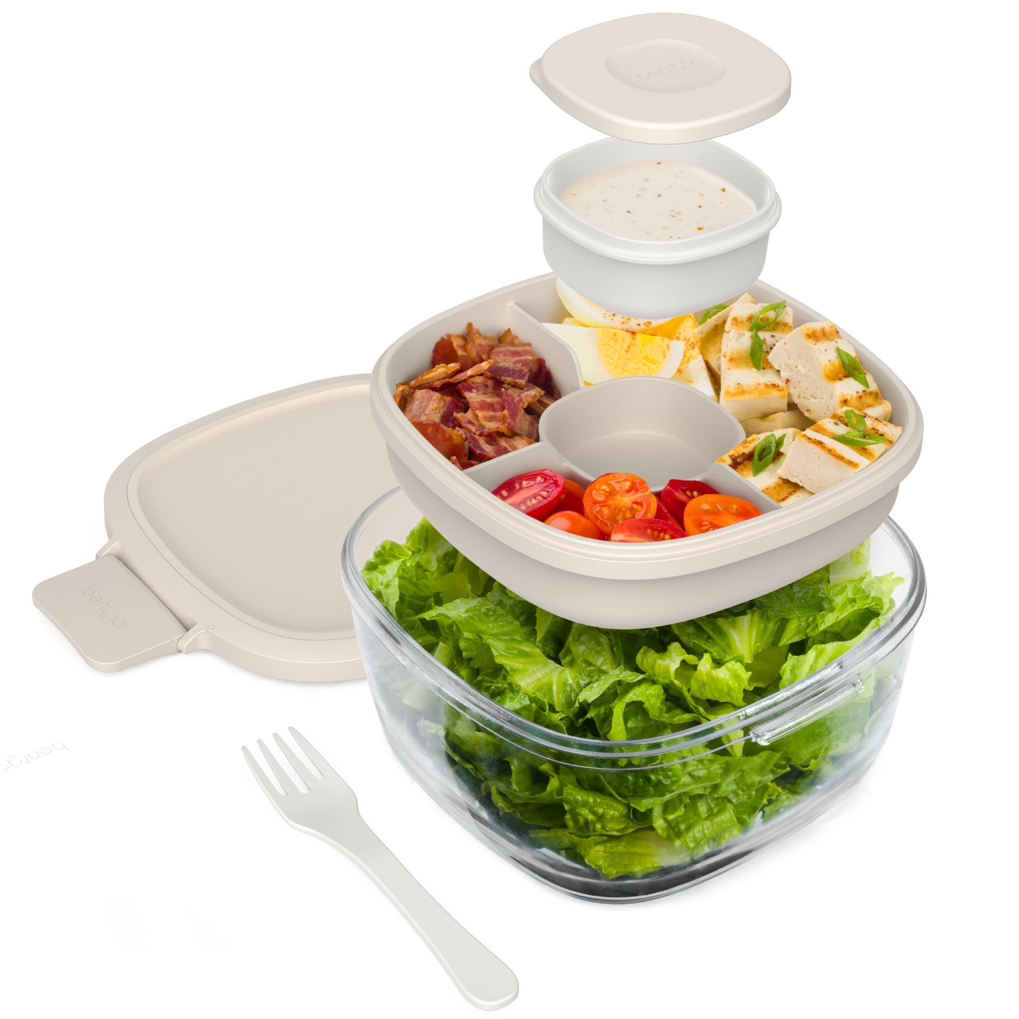 Bentgo 6pc 7.6c Glass All in One Salad Container - Tan