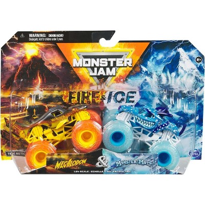 Monster Jam Fire & Ice Megalodon & Monster Mutt Dalmatian
 2-pack 1:64 Diecast Monster Truck